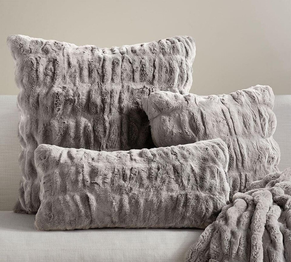 Faux Fur Ruched Cushion Covers Pottery Barn Australia